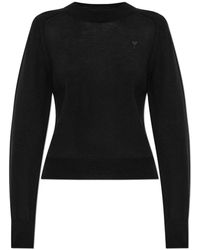Ami Paris - Truien & Vesten ,Zwart ,Wol Ami De Coeur Wollen Trui - Lyst