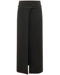 Courreges - Rokken ,Zwart ,Wol Belted Long Skirt - Lyst
