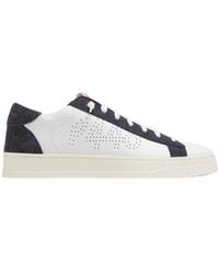 P448 - Weiße Leder-Sneakers Mit Orangen Akzenten - Lyst