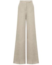Max Mara - Broeken ,Leer Sequoia Linen Wide Leg Broeken - Lyst