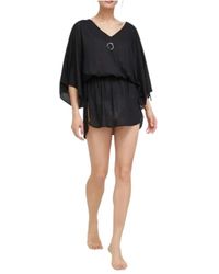 Trussardi - Kleedjes ,Zwart ,Watercolor Logo Kaftan Jurk - Lyst