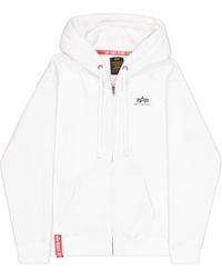 Alpha Industries - Hoodies & Sweatvesten ,Wit ,Katoen Basic Small Logo Zip Hoodie - Lyst