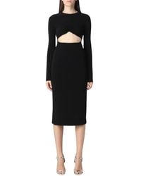 DSquared² - Zwarte Midi Jersey Jurk - Lyst
