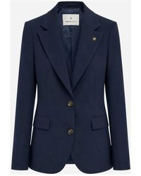 Manuel Ritz - Jassen ,Blauw ,Leer Blazer Monopetto Stretch - Lyst