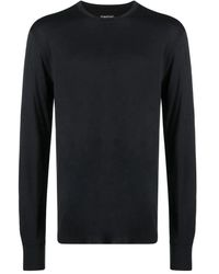 Tom Ford - Minimalistisch Zwart T-Shirt Met Lange Mouwen En Ronde Hals - Lyst