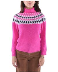 Kangra - Truien & Vesten ,Roze ,Wol Alpaca Wol Noors Patroon Trui - Lyst