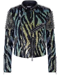 Philipp Plein - Jassen ,Veelkleurig ,Leer Perfecto Jacket - Lyst