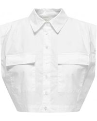 ONLY - Camicia bianca senza maniche con pieghe - Lyst