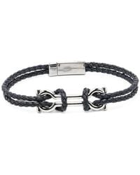 Ferragamo - Accessoires ,Zwart ,Leer Gevlochten Leren Armband - Lyst