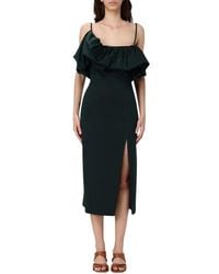 Hanita - Elegante Groene Midi Jurk Met Ruchedetail - Lyst