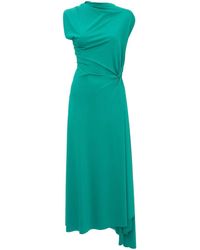 Victoria Beckham - Groene Geplooide Mouwloze Jurk - Lyst