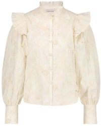 FABIENNE CHAPOT - Overhemden ,Wit ,Katoen Geborduurde Katoenen Popeline Blouse - Lyst