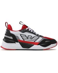 EA7 - Schwarze sneakers mit roten und weißen einsätzen - Lyst