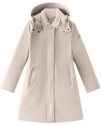 Woolrich - Tech softshell braun trenchcoat - Lyst