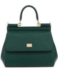 Dolce & Gabbana - Kleine sicily handtasche aus flaschengrünem leder - Lyst