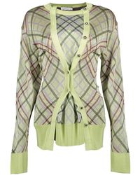 Rabanne - Truien & Vesten ,Groen ,Geruite Vest Lente-Zomer 2025 Vrouwen - Lyst