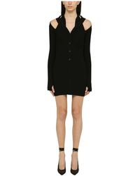 ANDREA ADAMO - Kleedjes ,Zwart ,Polyester Zwarte Jurken Met Elastaanmix - Lyst
