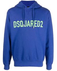 DSquared² - Hoodies & Sweatvesten ,Blauw ,Katoen Blauwe Casual Sweater Hoodie Katoen - Lyst
