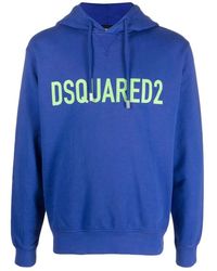 DSquared² - Hoodies & Sweatvesten ,Blauw ,Katoen Blauwe Casual Sweater Hoodie Katoen - Lyst