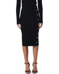 Pinko - Rokken ,Zwart ,Geribbelde Midi Rok Met Knopen - Lyst
