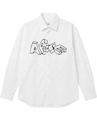 Arte' - Overhemden ,Wit ,Katoen Blocks Shirt - Lyst