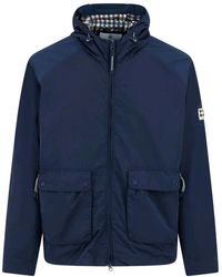 Aquascutum - Jassen ,Blauw ,Polyester Lamina Hooded Jacket - Lyst