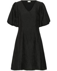 Kaffe - Elegantes Schwarzes Kleid Mit Puffärmeln - Lyst