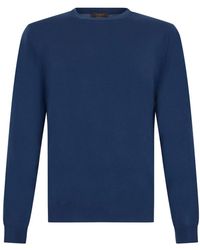 Slowear - Truien & Vesten ,Blauw ,Wol Flexwool Ronde Hals Trui - Lyst