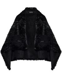 Balenciaga - Jassen ,Zwart ,Polyester Faux Fur Cape - Lyst