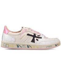 Premiata - Weiße Ledersneaker Mit Rosa Akzenten - Lyst