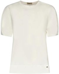Herno - Tops ,Wit ,Katoen T-Shirt Met Ronde Hals - Lyst