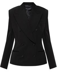 Dolce & Gabbana - Jassen ,Zwart ,Wol Wollen Blazer Met Gesloten Revers - Lyst