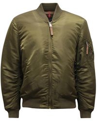 Alpha Industries - Jassen ,Groen ,Polyester Gewatteerde Bomberjack Donkergroen - Lyst