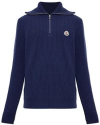 Moncler - Logo Rib Wol Trui - Lyst