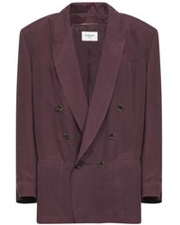 Saint Laurent - Jassen ,Paars ,Double-Breasted Jas - Lyst