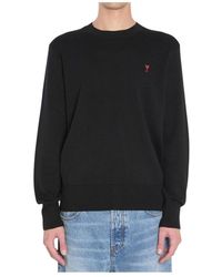 Ami Paris - Crew Neck Trui Met Rode Ami De Coeur Logo - Lyst