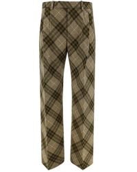 Burberry - Broeken ,Veelkleurig ,Wol Geruite Wollen Broek - Lyst