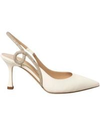 Ninalilou - Juwelen Wit Leren Slingback Sandaal - Lyst