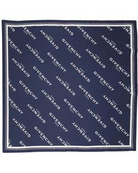 Givenchy - Accessoires ,Blauw Blauw Schaduw Zijden Sjaal - Lyst