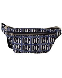 Dolce & Gabbana Blauwe Logo Mania Print Heuptasje Taille Heren Geldbuideltas - Zwart