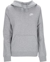 Nike - Fitness ,Grijs ,Katoen Sportswear Club Hoodie Met Hoge Hals - Lyst