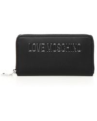 Love Moschino - Schwarzes portemonnaie mit goldlogo - Lyst