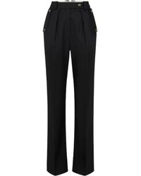 Elisabetta Franchi - Zwarte Hoge Taille Rechte Pijp Broek - Lyst
