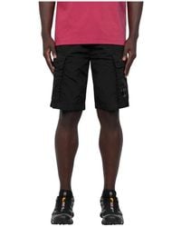 C.P. Company - Schwarze nylon regular fit shorts - Lyst