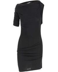 Jacquemus - Kleedjes ,Zwart ,Polyester Drapeado Mini Jurk - Lyst