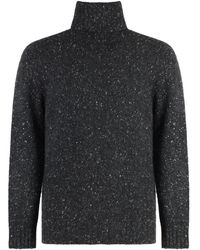 Malo - Truien & Vesten ,Grijs ,Kasjmier Heather Effect Cashmere Turtleneck Sweater - Lyst