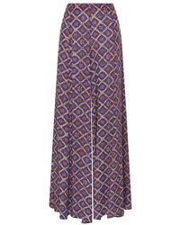 Maliparmi - Broeken ,Veelkleurig ,Wijde Pijpen Viscose Broek Met Print - Lyst