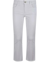 Fay - Broeken ,Wit ,Katoen Stretch Katoen Broek Met Rafelrand - Lyst