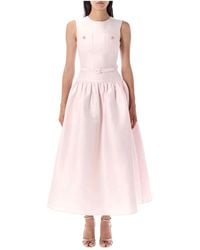 Self-Portrait - Roze Taffeta Midi Jurk Aw25 - Lyst