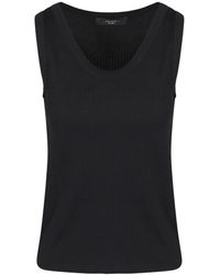 Weekend by Maxmara - Tops ,Zwart ,Katoen Katoenen Geribbelde Tanktop - Lyst